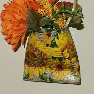 Floral Sunflower Hand Crafted Smash Can Wall Decor